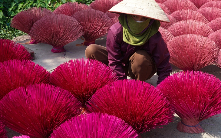 Những đóa tăm hương ở Quảng Phú Cầu "bung nở" đón Tết