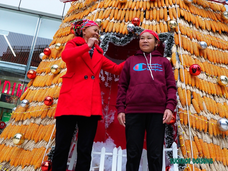 Người vùng cao thích thú check-in với cây thông Noel làm bằng ngô giữa Thủ đô - Ảnh 2. Người vùng cao thích thú check-in với cây thông Noel làm bằng ngô giữa Thủ đô - Ảnh 2.