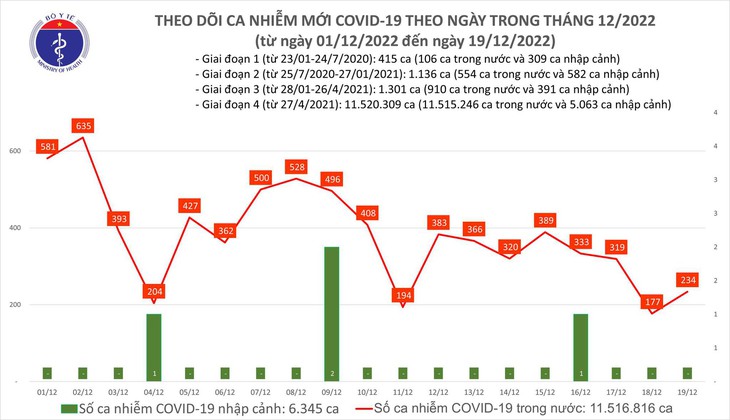 Ngày 19/12: Có 234 ca COVID-19 mới, 1 bệnh nhân tại Bến Tre tử vong - Ảnh 1. Ngày 19/12: Có 234 ca COVID-19 mới, 1 bệnh nhân tại Bến Tre tử vong - Ảnh 1.