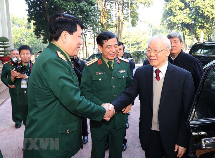 Tổng Bí thư Nguyễn Phú Trọng dự hội nghị Quân chính toàn quân năm 2022 - Ảnh 2. Tổng Bí thư Nguyễn Phú Trọng dự hội nghị Quân chính toàn quân năm 2022 - Ảnh 2.
