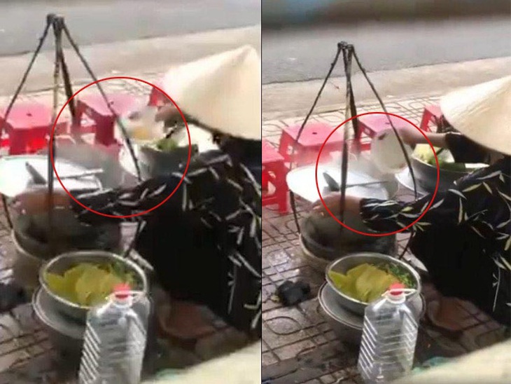 Người bán hàng rong vụ đổ thức ăn thừa vào nồi tiếp tục bị chính quyền xử phạt - Ảnh 1. Người bán hàng rong vụ đổ thức ăn thừa vào nồi tiếp tục bị chính quyền xử phạt - Ảnh 1.