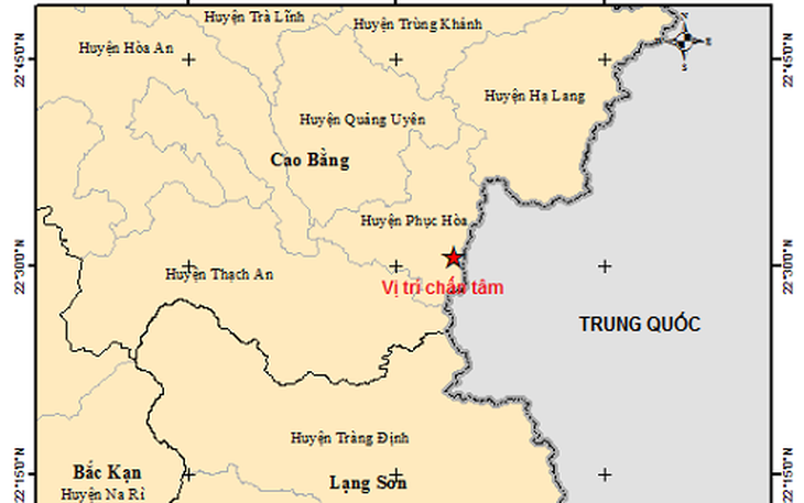 Cao Bằng xuất hiện động đất 3,2 độ