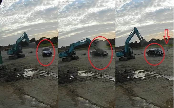 Vụ tài xế lái máy múc điên cuồng đập nát 2 xe ô tô tại công trường: Có dấu hiệu tội "Giết người" và "Cố ý làm hư hỏng tài sản" - Ảnh 2.