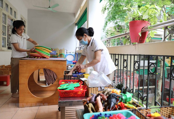 Các trường mầm non ở Hà Nội sẵn sàng đón trẻ tới trường - Ảnh 14.
