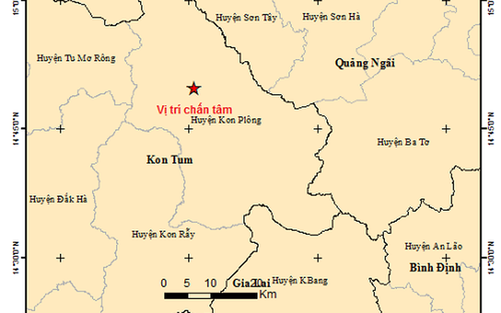 8 trận động đất liên tiếp xảy ra ở Kon Tum