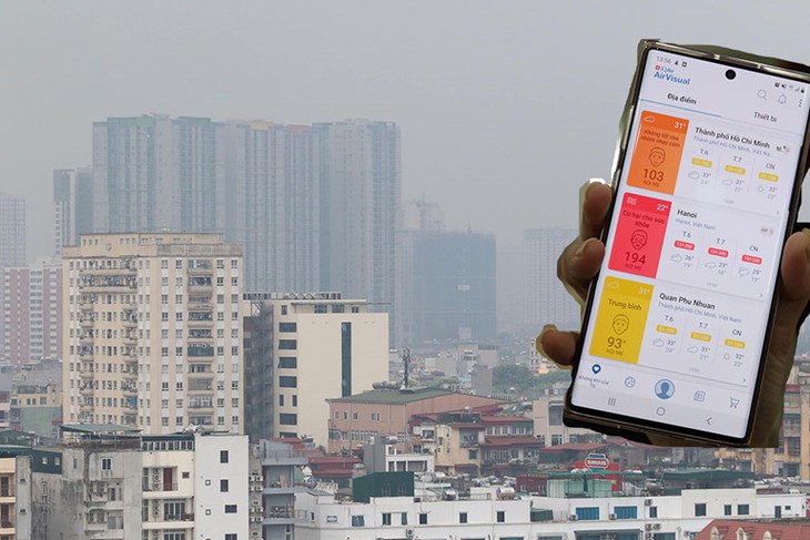 Sáng 7/4, Hà Nội ô nhiễm không khí nghiêm trọng - Ảnh 2. Sáng 7/4, Hà Nội ô nhiễm không khí nghiêm trọng - Ảnh 2.