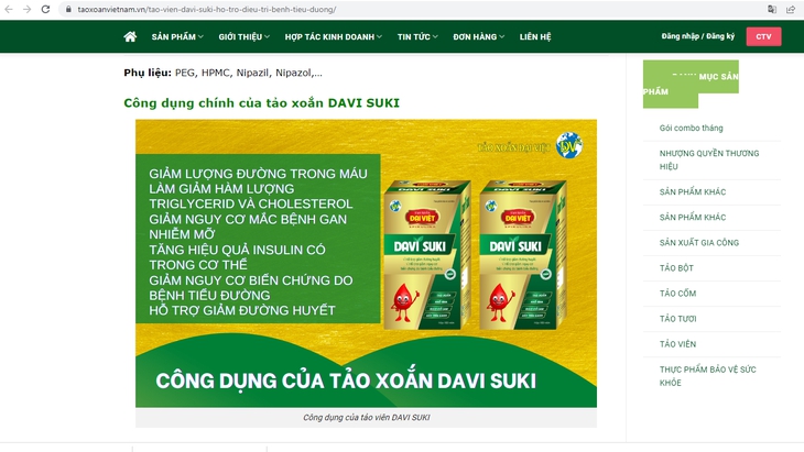 Vừa bị phạt, DAVI SUKI lại quảng cáo gây hiểu lầm như thuốc chữa bệnh? - Ảnh 2. Vừa bị phạt, DAVI SUKI lại quảng cáo gây hiểu lầm như thuốc chữa bệnh? - Ảnh 2.