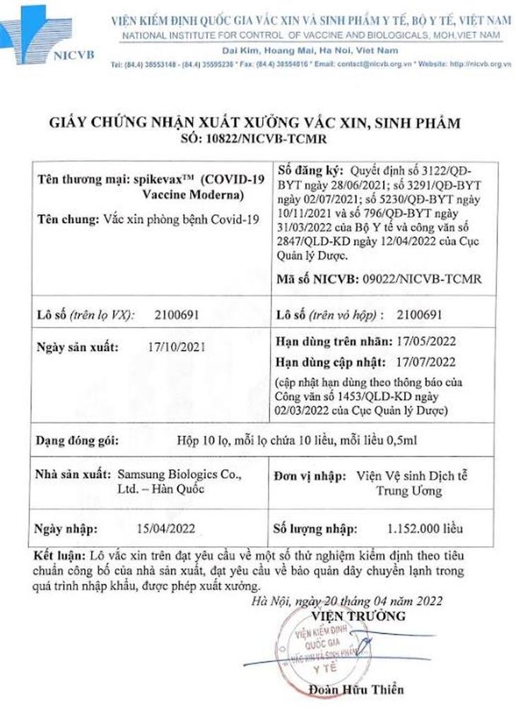 Sở Y tế TP.HCM thông tin thêm về lô vaccine Moderna tiêm cho trẻ em hết hạn  - Ảnh 2.