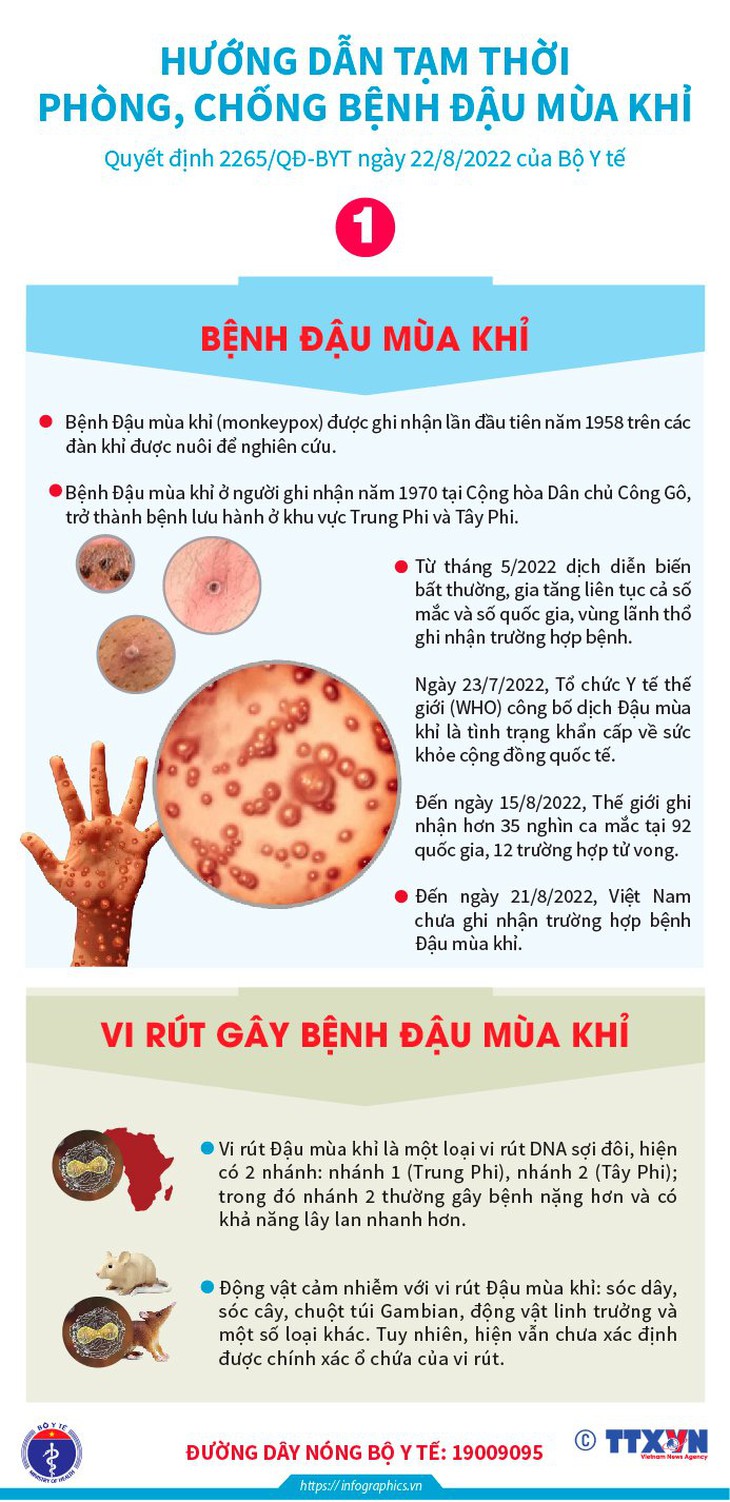 Bộ Y tế ban hành Hướng dẫn tạm thời giám sát bệnh đậu mùa khỉ - Ảnh 1. Bộ Y tế ban hành Hướng dẫn tạm thời giám sát bệnh đậu mùa khỉ - Ảnh 1.