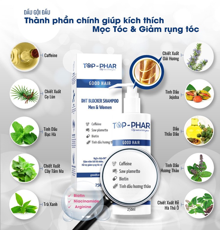 Dầu gội thảo dược DHT Blocker hỗ trợ kích thích mọc tóc và hỗ trợ giảm rụng tóc - Ảnh 2. Dầu gội thảo dược DHT Blocker hỗ trợ kích thích mọc tóc và hỗ trợ giảm rụng tóc - Ảnh 2.