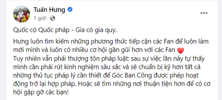 Ca sĩ Tuấn Hưng lên tiếng khi bị phạt vì tổ chức liveshow không xin phép - Ảnh 1.