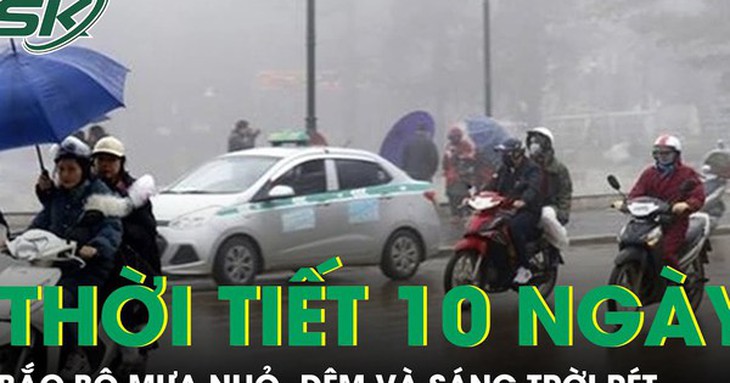 Dự báo thời tiết 10 ngày tới: Bắc Bộ mưa nhỏ, đêm và sáng trời rét, trưa chiều trời nắng