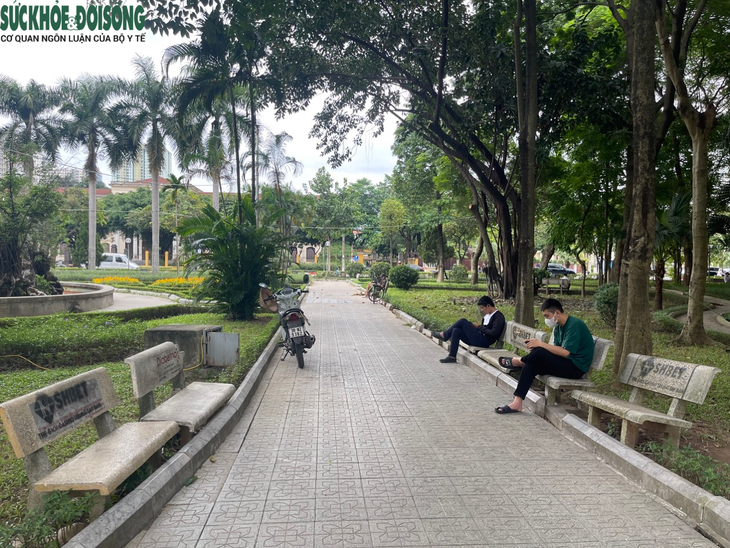 Hàng loạt ghế đá tại vườn hoa Nguyễn Trãi bị xịt sơn quảng cáo web cờ bạc - Ảnh 4.