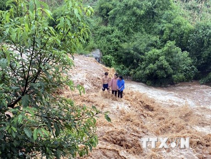 Gia Lai: Giải cứu kịp thời 3 cháu bé bị mắc kẹt giữa dòng nước lũ