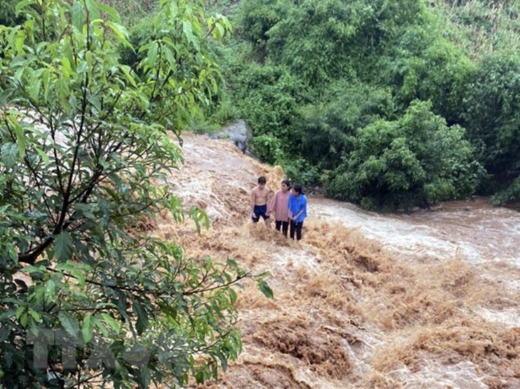 Gia Lai: Giải cứu kịp thời 3 cháu bé bị mắc kẹt giữa dòng nước lũ - Ảnh 1.