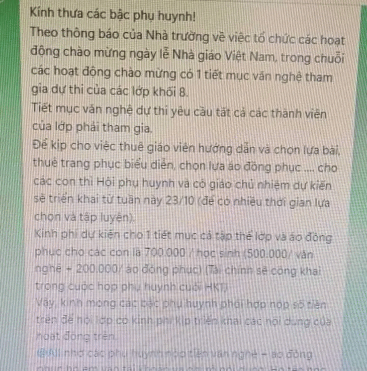 Cấm Ban đại diện cha mẹ học sinh thu ngoài quy định - Ảnh 1.