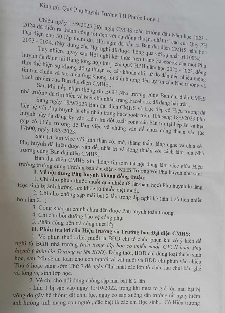 Sau phản ánh thu – chi trên mạng xã hội, một phụ huynh cho con nghỉ học? - Ảnh 3. Sau phản ánh thu – chi trên mạng xã hội, một phụ huynh cho con nghỉ học? - Ảnh 3.