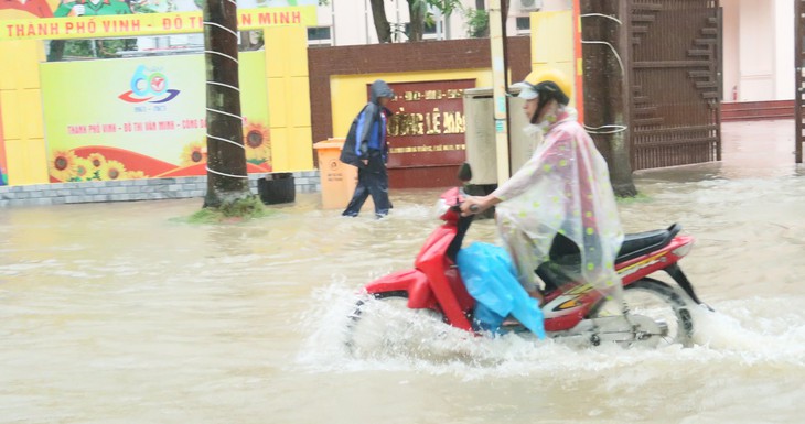 Mưa lớn, nhiều tuyến đường TP Vinh chìm trong 'biển nước'- Ảnh 7. Mưa lớn, nhiều tuyến đường TP Vinh chìm trong 'biển nước'- Ảnh 7.