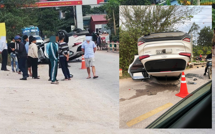 Va chạm với xe máy khiến ô tô lật ngửa, 1 người tử vong
