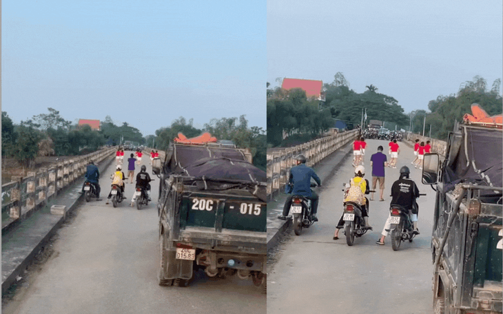 Xác minh video nhóm người nhảy múa giữa cầu khiến hàng chục phương tiện xếp hàng chờ