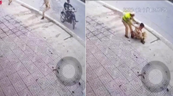 Cảnh sát giao thông bị thanh niên không đội mũ bảo hiểm tông gãy chân đã được phẫu thuật- Ảnh 1.