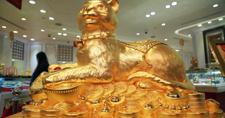 Cận cảnh Mèo vàng 'Kim Mão vương bảo' gần 50kg gây sốt ngày vía Thần Tài