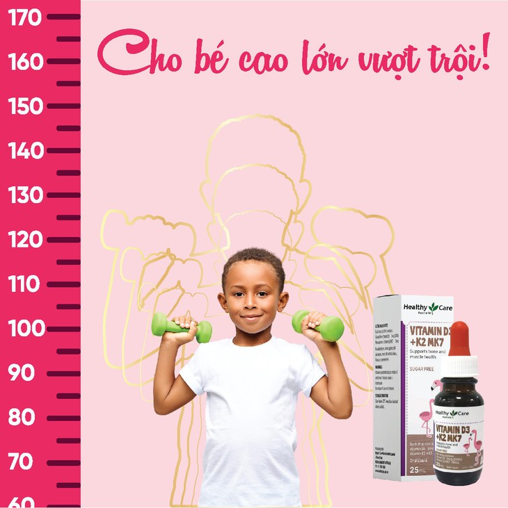 Vitamin D3k2 Mk7 Healthy Care - Bổ sung vitamin D3 và K2 cho bé yêu khôn lớn - Ảnh 2.