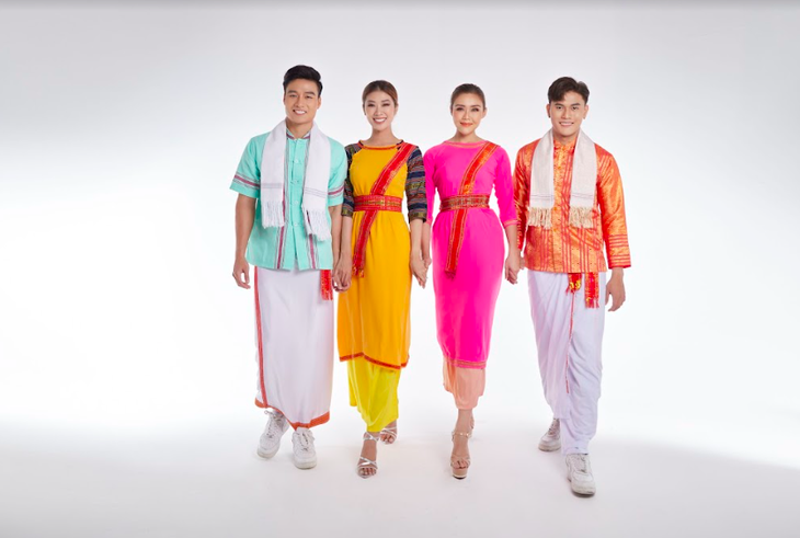 Bộ tứ đại sứ Hoa hậu và Nam vương siêu mẫu thể hình thế giới 2023 đa sắc trong trang phục Chăm  - Ảnh 2.