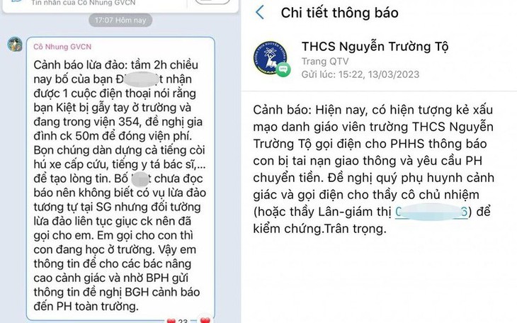Nhiều trường học ở Hà Nội cảnh báo chiêu trò lừa đảo ‘con đang cấp cứu, yêu cầu chuyển tiền gấp’