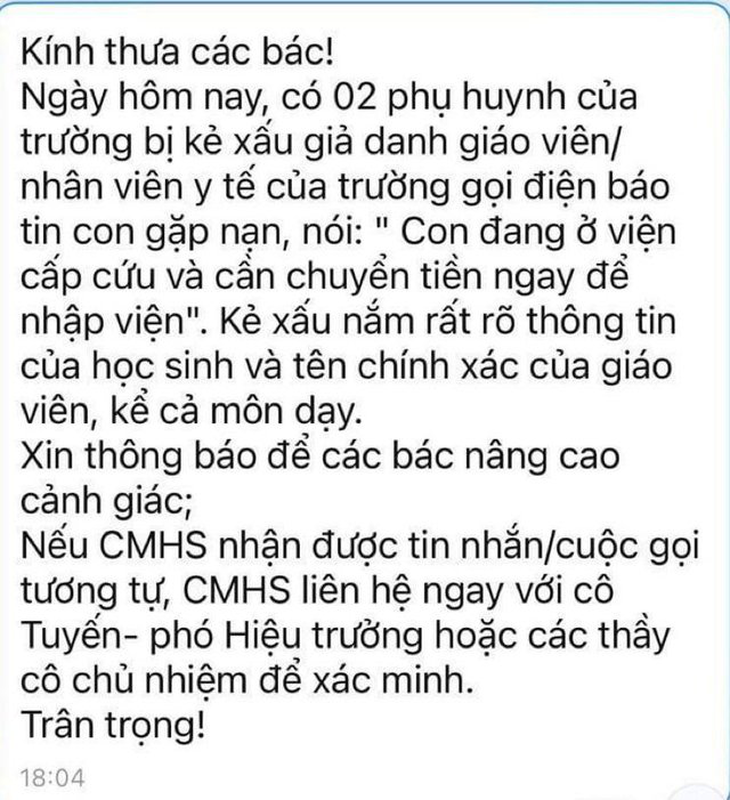 Chuyên gia Bệnh viện Nhi khuyến cáo gì phụ huynh khi nhận tin 'con bị tai nạn đang cấp cứu, chuyển tiền gấp'? - Ảnh 1.