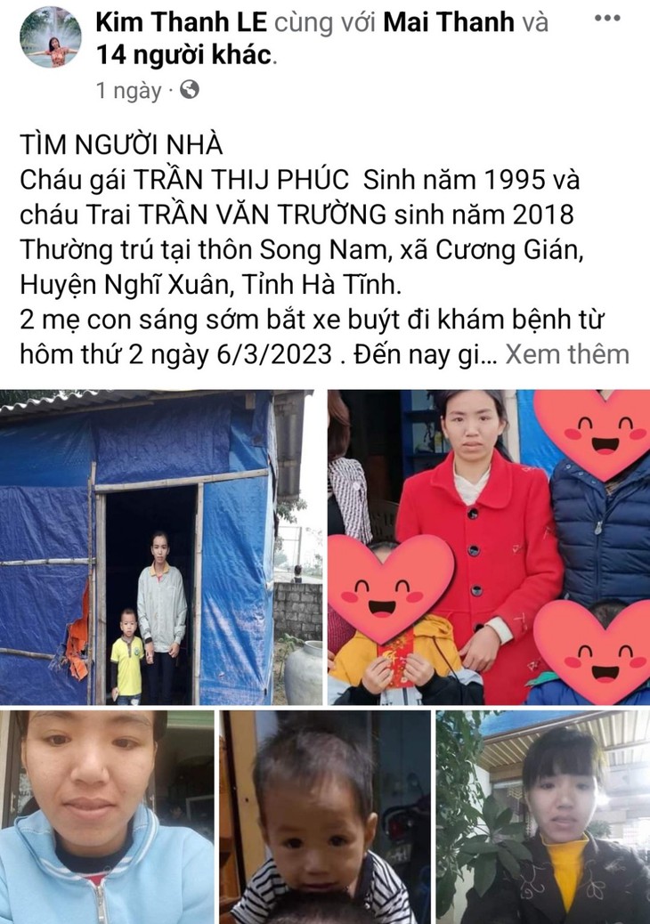 Hai mẹ con mất tích bí ẩn, gia đình đăng tải thông tin lên facebook cầu cứu cộng đồng mạng - Ảnh 1.