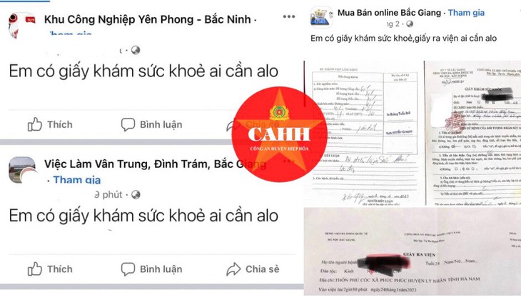 Bắt giữ nhóm đối tượng làm giả giấy khám sức khỏe, giấy ra viện - Ảnh 2.