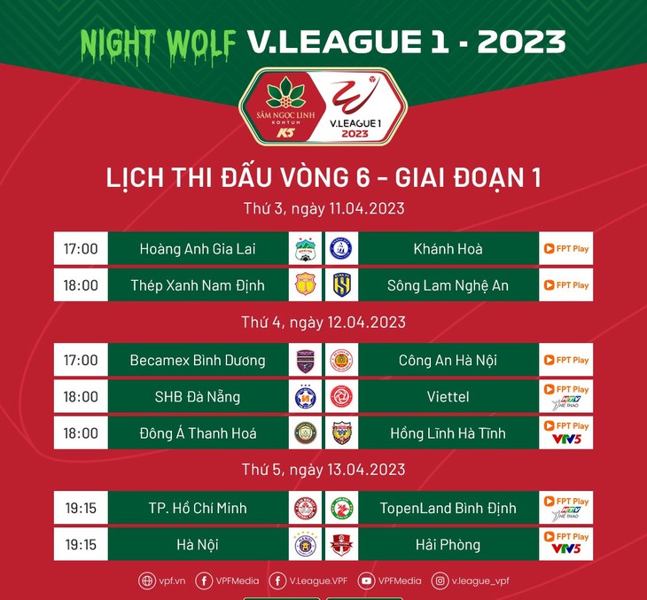Lịch thi đấu V-League 2023 vòng 6: Nhiều đại chiến hấp dẫn - Ảnh 1.