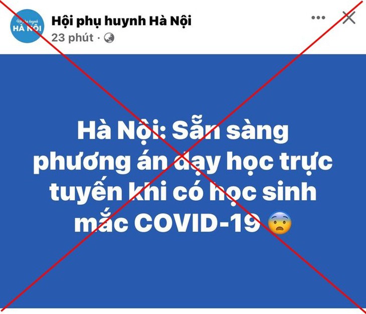Thông tin "Hà Nội sẵn sàng phương án dạy học trực tuyến khi có học sinh mắc COVID-19" là không chính xác - Ảnh 1. Thông tin "Hà Nội sẵn sàng phương án dạy học trực tuyến khi có học sinh mắc COVID-19" là không chính xác - Ảnh 1.