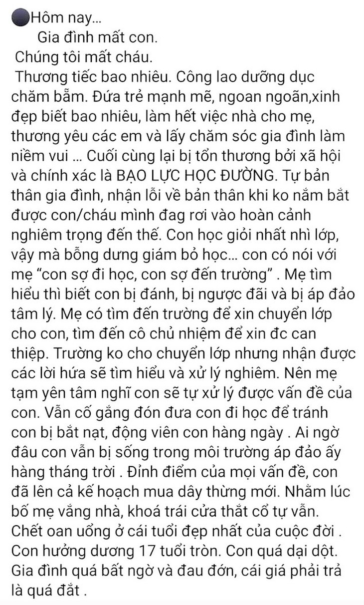 Bạo lực học đường ảnh hưởng nghiêm trọng đến tinh thần, thể chất của học sinh - Ảnh 2.