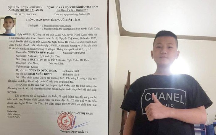 Thiếu niên 15 tuổi mất tích hơn 10 ngày, công an phát thông báo tìm người