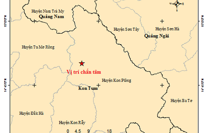 Động đất mạnh nhất từ đầu năm ở Kon Tum