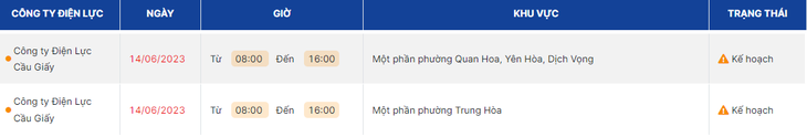 Lịch cắt điện ở Hà Nội hôm nay 14/6: Nhiều nơi mất điện cả ngày - Ảnh 3. Lịch cắt điện ở Hà Nội hôm nay 14/6: Nhiều nơi mất điện cả ngày - Ảnh 3.