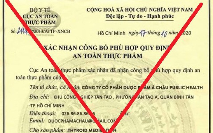 Cảnh báo: Sử dụng giấy tờ giả mạo để quảng cáo bán sản phẩm Thyroid Medication