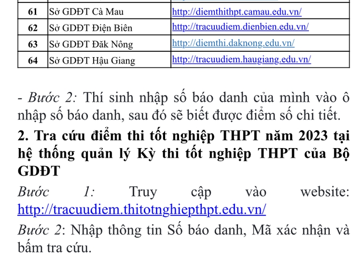Chính thức công bố 64 địa chỉ tra cứu điểm thi tốt nghiệp THPT 2023 - Ảnh 3.