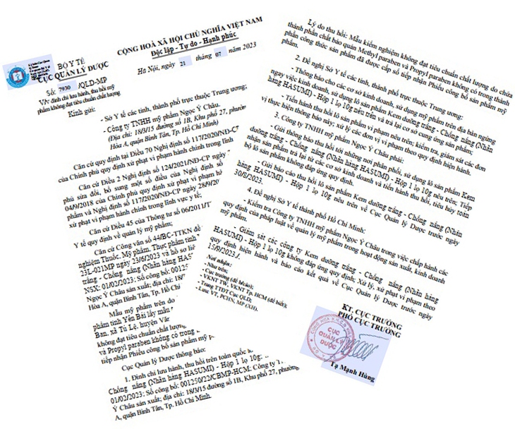 Công văn thu hồi của Cục Quản lý Dược Công văn thu hồi của Cục Quản lý Dược