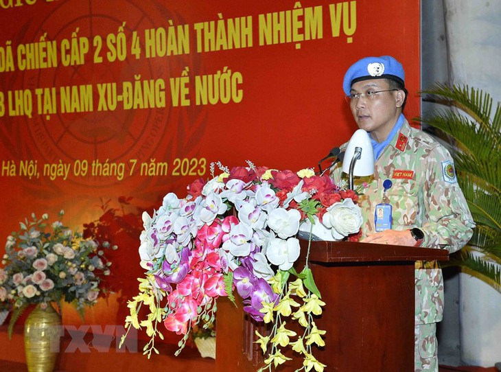 Hình ảnh Lễ đón Đoàn Bệnh viện Dã chiến 2.4 trở về từ Nam Sudan - Ảnh 8.