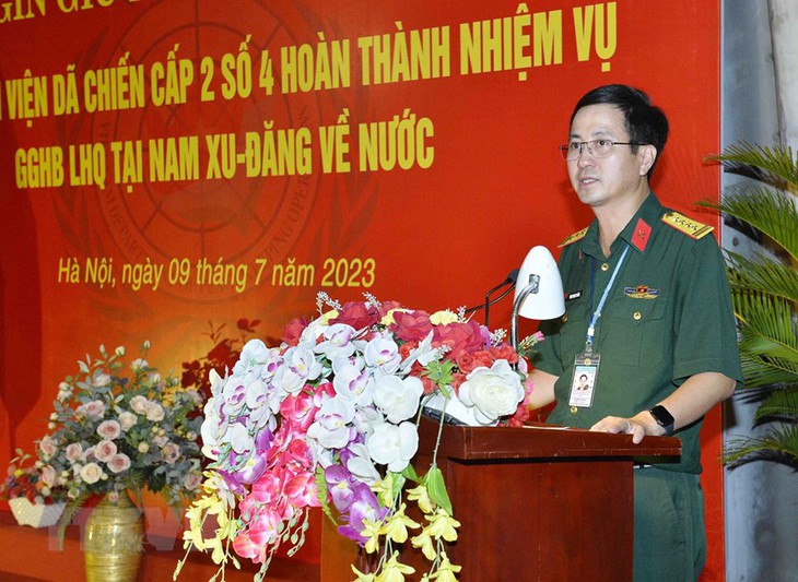 Hình ảnh Lễ đón Đoàn Bệnh viện Dã chiến 2.4 trở về từ Nam Sudan - Ảnh 9.