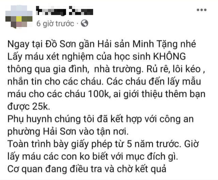 Nhóm "bông hồng đen" tự ý lấy hàng trăm mẫu máu của học sinh làm xét nghiệm - Ảnh 1.