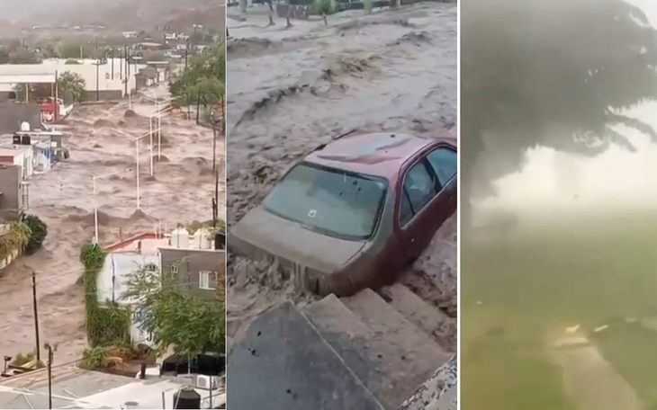 [Video] Bão Hilary đổ bộ California, gió giật mạnh, nước cuồn cuộn dâng, ô tô ngập gần nóc