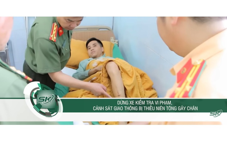 Không đội mũ bảo hiểm, thanh niên đâm gãy chân, vỡ xương gò má đại úy CSGT