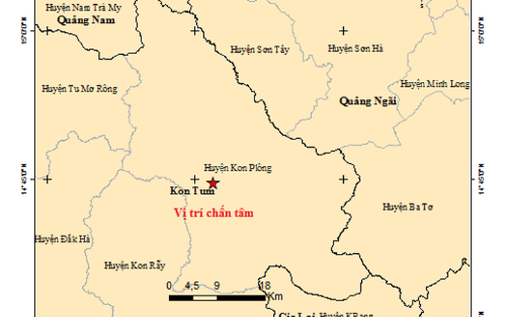 Kon Tum lại hứng 3 trận động đất liên tiếp trong 3 giờ