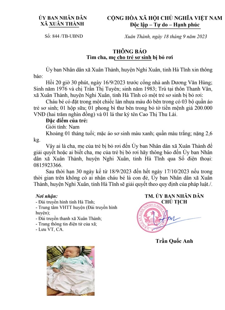 Phát hiện bé sơ sinh bị bỏ rơi trước cổng nhà dân - Ảnh 1.