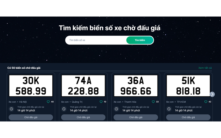 Kết thúc ngày đấu giá biển số xe thứ 4, nhiều mức giá thấp kỷ lục được xác lập