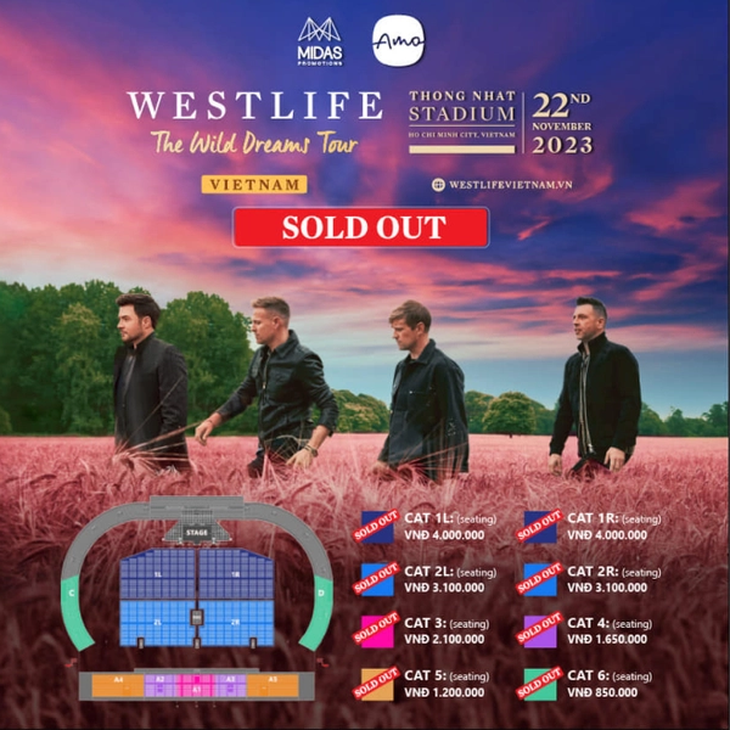 Westlife tiếp tục tạo nên cơn 'sốt' vé tại Việt Nam, sold-out toàn bộ chỉ sau 3h - Ảnh 2. Westlife tiếp tục tạo nên cơn 'sốt' vé tại Việt Nam, sold-out toàn bộ chỉ sau 3h - Ảnh 2.